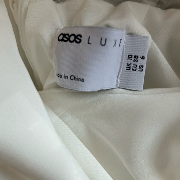 ASOS 3D luxe fringe cupped fishtail maxi dress gown in white Size 6 - Picture 9 of 15